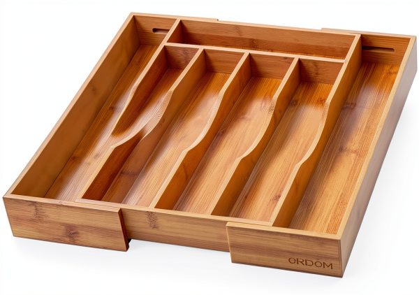 Expandable Bamboo Kitchen Drawer Organizer for Cutlery and Utensils, Adjustable Bamboo Wood Cutlery Tray in Drawer for Flatware and Silverware in Kitchen, (Natural)-7
