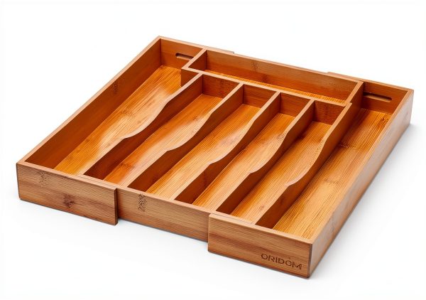 Expandable Bamboo Kitchen Drawer Organizer for Cutlery and Utensils, Adjustable Bamboo Wood Cutlery Tray in Drawer for Flatware and Silverware in Kitchen, (Natural)-2