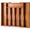 Expandable Bamboo Kitchen Drawer Organizer for Cutlery and Utensils, Adjustable Bamboo Wood Cutlery Tray in Drawer for Flatware and Silverware in Kitchen, (Natural)-0